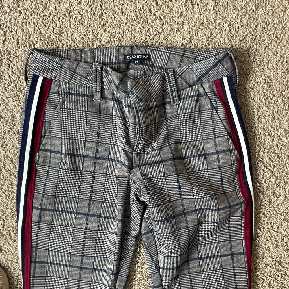 Dear John Checkered Trousers with Bold Stripes
